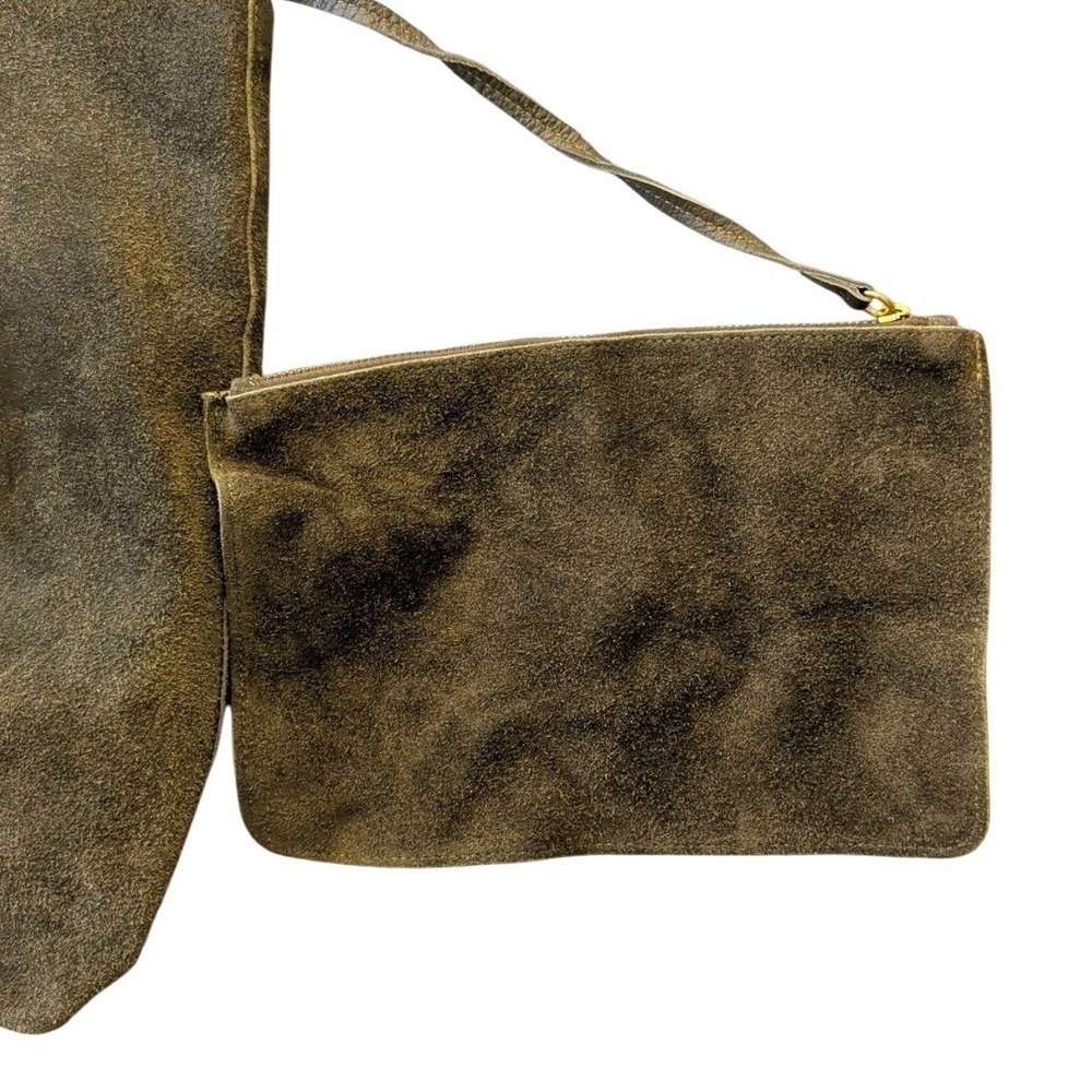 Haute Hippie Suede Hobo Olive Green Slouchy Boho Shoulder Bag With Pouch - Picture 6 of 12